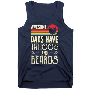 Awesome Dads Have Tattoos And Beards Funny Father Day Tank Top