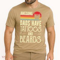Awesome Dads Have Tattoos And Beards Funny Father Day Performance Shirt