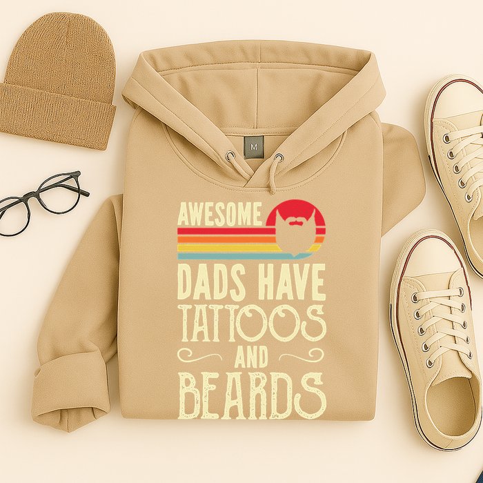 Awesome Dads Have Tattoos And Beards Funny Father Day Hoodie