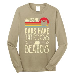 Awesome Dads Have Tattoos And Beards Funny Father Day Long Sleeve Shirt