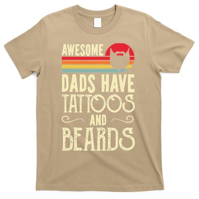 Awesome Dads Have Tattoos And Beards Funny Father Day T-Shirt