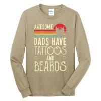 Awesome Dads Have Tattoos And Beards Funny Father Day Tall Long Sleeve T-Shirt