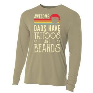 Awesome Dads Have Tattoos And Beards Funny Father Day Cooling Performance Long Sleeve Crew