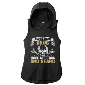 Awesome Dads Have Tattoos and Beards Skull Ladies PosiCharge Tri-Blend Wicking Draft Hoodie Tank