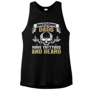 Awesome Dads Have Tattoos and Beards Skull Ladies PosiCharge Tri-Blend Wicking Tank