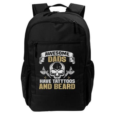 Awesome Dads Have Tattoos and Beards Skull Backpack