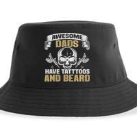 Awesome Dads Have Tattoos and Beards Skull Sustainable Bucket Hat