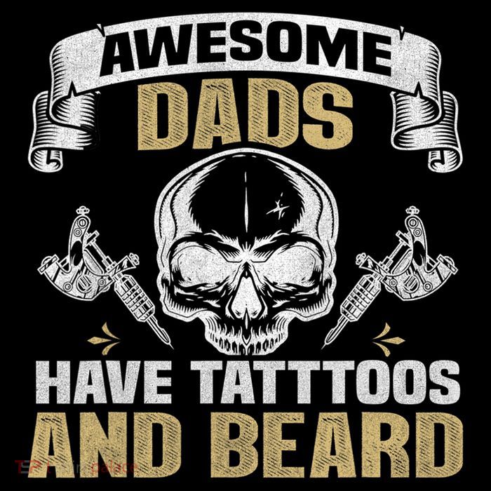 Awesome Dads Have Tattoos and Beards Skull Bucket Hat