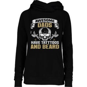 Awesome Dads Have Tattoos and Beards Skull Womens Funnel Neck Pullover Hood