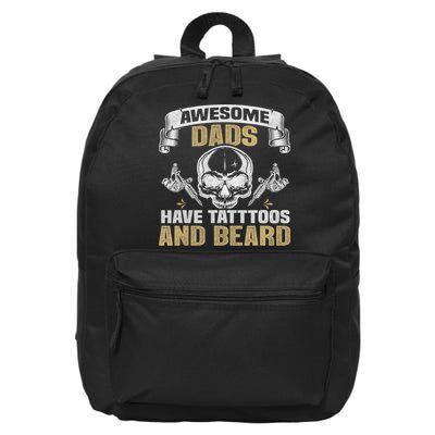 Awesome Dads Have Tattoos and Beards Skull 16 in Basic Backpack