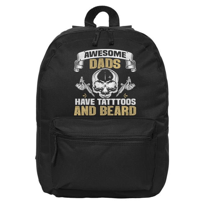 Awesome Dads Have Tattoos and Beards Skull 16 in Basic Backpack