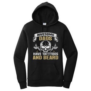 Awesome Dads Have Tattoos and Beards Skull Women's Pullover Hoodie