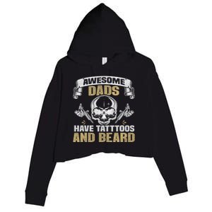 Awesome Dads Have Tattoos and Beards Skull Crop Fleece Hoodie