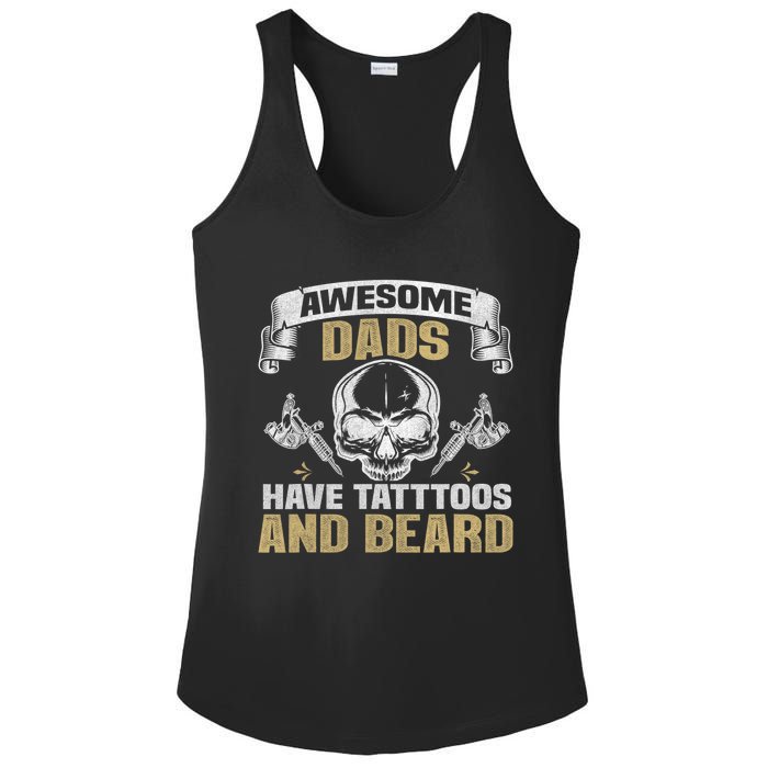 Awesome Dads Have Tattoos and Beards Skull Ladies PosiCharge Competitor Racerback Tank