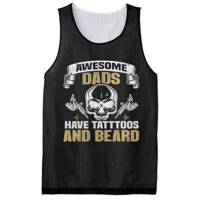 Awesome Dads Have Tattoos and Beards Skull Mesh Reversible Basketball Jersey Tank