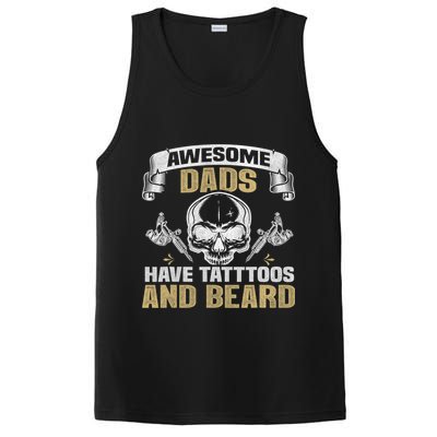 Awesome Dads Have Tattoos and Beards Skull PosiCharge Competitor Tank