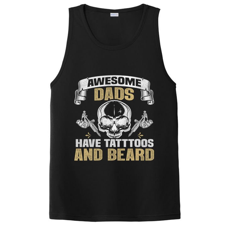 Awesome Dads Have Tattoos and Beards Skull PosiCharge Competitor Tank