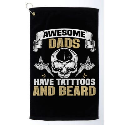 Awesome Dads Have Tattoos and Beards Skull Golf Towel