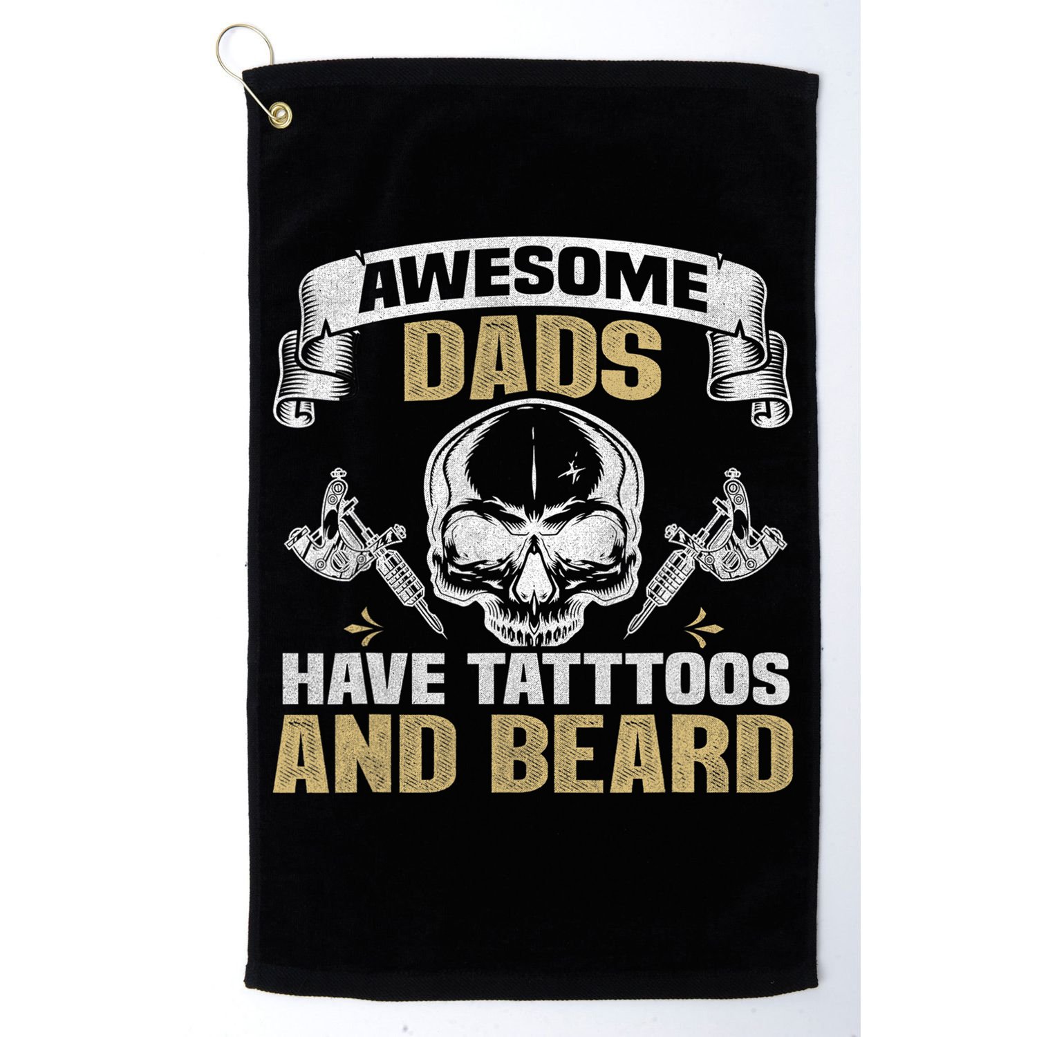 Awesome Dads Have Tattoos and Beards Skull Golf Towel