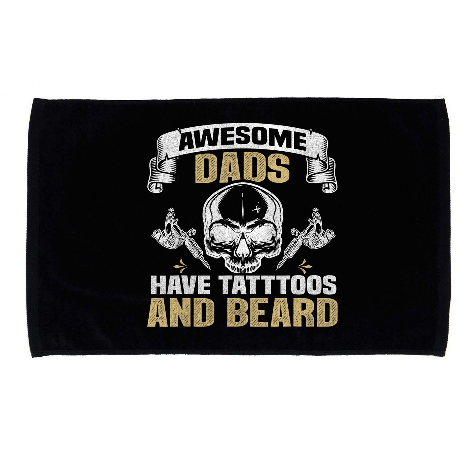 Awesome Dads Have Tattoos and Beards Skull Microfiber Hand Towel