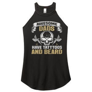 Awesome Dads Have Tattoos and Beards Skull Women's Perfect Tri Rocker Tank