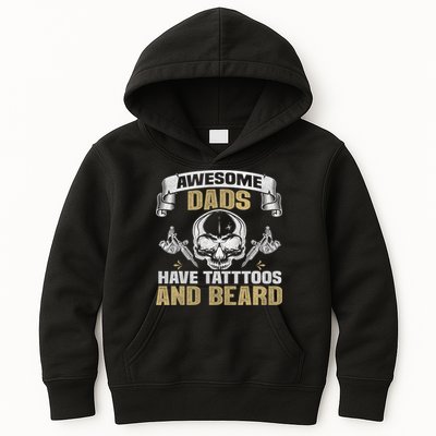 Awesome Dads Have Tattoos and Beards Skull Kids Hoodie