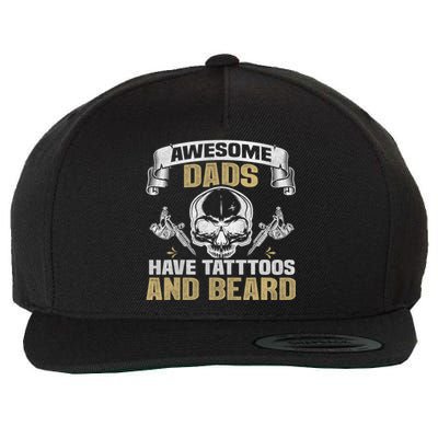 Awesome Dads Have Tattoos and Beards Skull Wool Snapback Cap