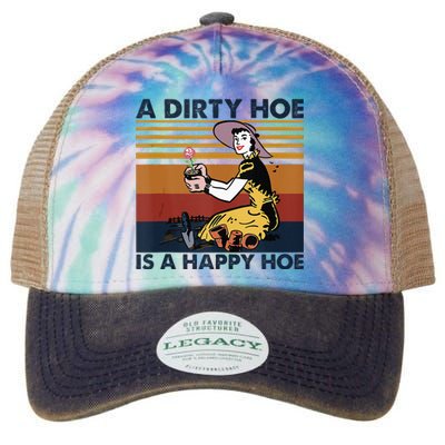 A Dirty Hoe Is A Happy Hoe Vintage Retro Funny Garden Lover Legacy Tie Dye Trucker Hat