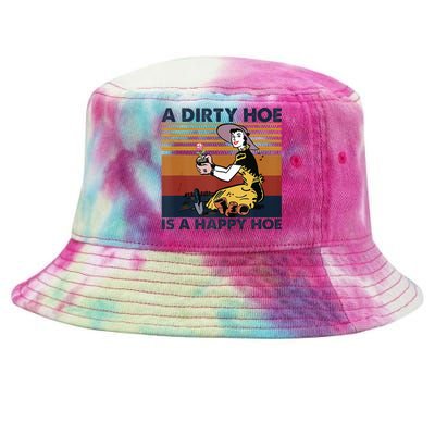 A Dirty Hoe Is A Happy Hoe Vintage Retro Funny Garden Lover Tie-Dyed Bucket Hat