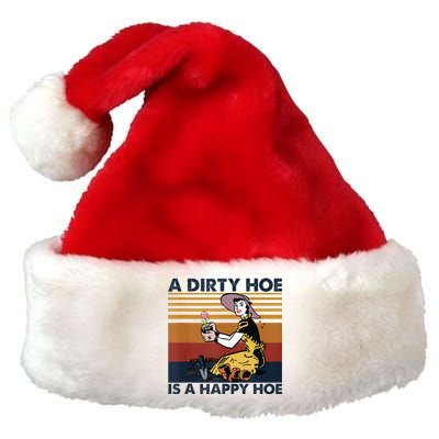 A Dirty Hoe Is A Happy Hoe Vintage Retro Funny Garden Lover Premium Christmas Santa Hat