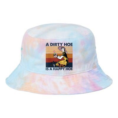 A Dirty Hoe Is A Happy Hoe Vintage Retro Funny Garden Lover Tie Dye Newport Bucket Hat