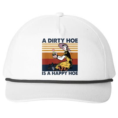 A Dirty Hoe Is A Happy Hoe Vintage Retro Funny Garden Lover Snapback Five-Panel Rope Hat