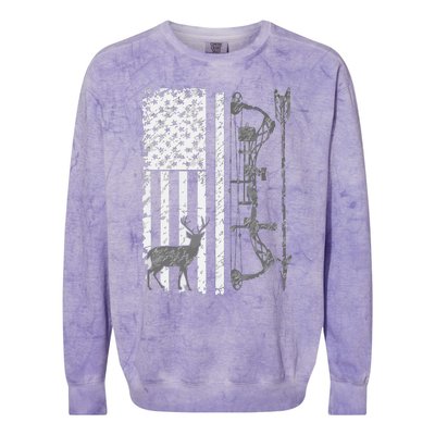 American Deer Hunting Bow Hunter Flag Accessories Hunt Gift Colorblast Crewneck Sweatshirt