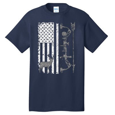 American Deer Hunting Bow Hunter Flag Accessories Hunt Gift Tall T-Shirt