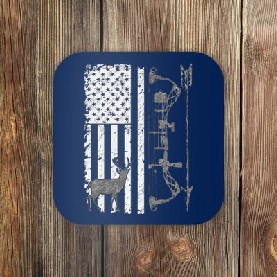 American Deer Hunting Bow Hunter Flag Accessories Hunt Gift Coaster