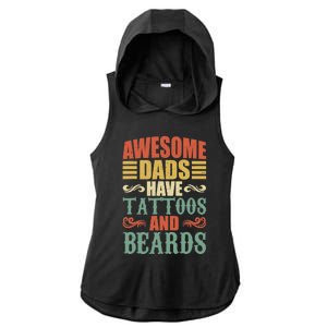 Awesome Dads Have Tattoos And Beards For Fathers Day Ladies PosiCharge Tri-Blend Wicking Draft Hoodie Tank