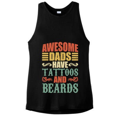 Awesome Dads Have Tattoos And Beards For Fathers Day Ladies PosiCharge Tri-Blend Wicking Tank