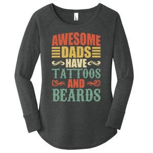 Awesome Dads Have Tattoos And Beards For Fathers Day Women's Perfect Tri Tunic Long Sleeve Shirt