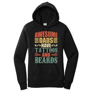 Awesome Dads Have Tattoos And Beards For Fathers Day Women's Pullover Hoodie