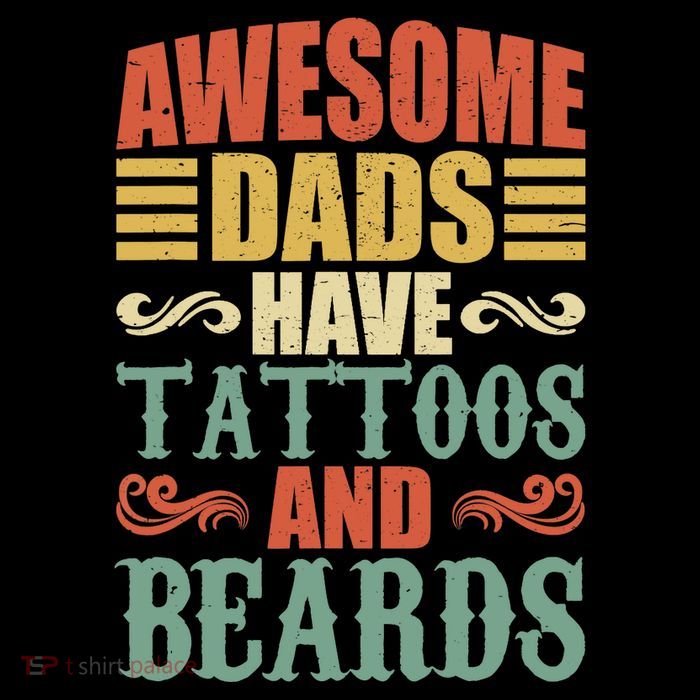 Awesome Dads Have Tattoos And Beards For Fathers Day Premium T-Shirt