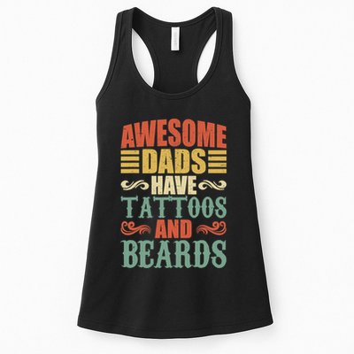 Awesome Dads Have Tattoos And Beards For Fathers Day Womens Tank Top
