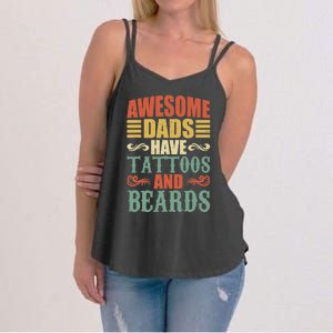 Awesome Dads Have Tattoos And Beards For Fathers Day Women's Strappy Tank