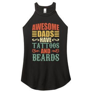 Awesome Dads Have Tattoos And Beards For Fathers Day Women's Perfect Tri Rocker Tank