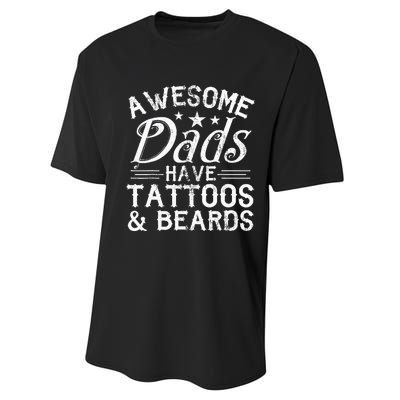 Awesome Dads Have Tattoos and Beards Father's Day Performance Sprint T-Shirt