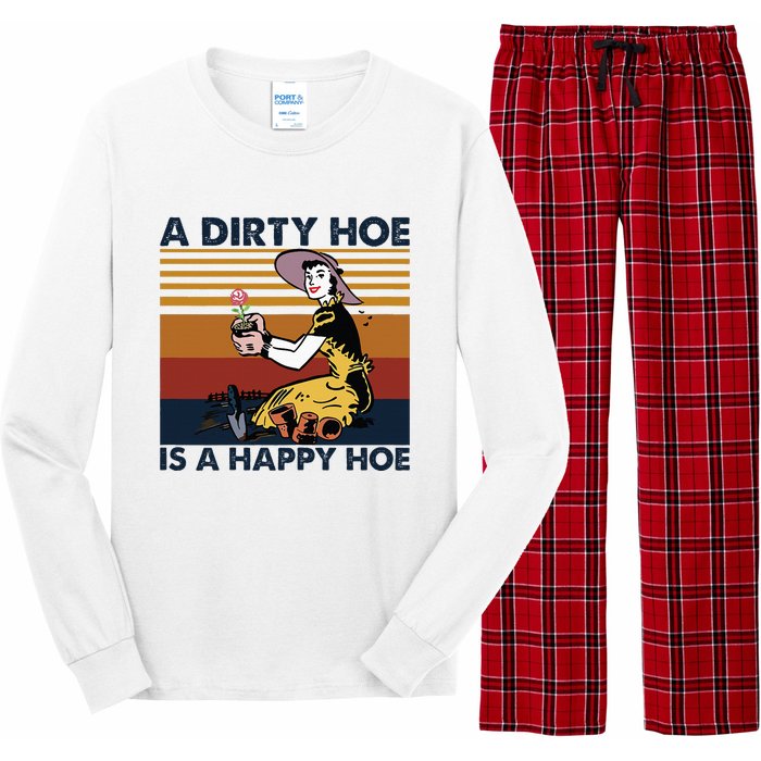 A Dirty Hoe Is A Happy Hoe Vintage Retro Funny Garden Lover Long Sleeve Pajama Set