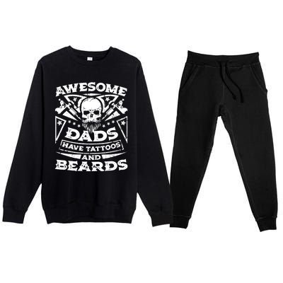 Awesome Dads Have Tattoos and Beards Premium Crewneck Sweatsuit Set