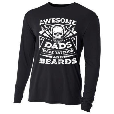 Awesome Dads Have Tattoos and Beards Cooling Performance Long Sleeve Crew