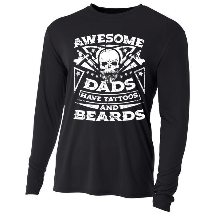 Awesome Dads Have Tattoos and Beards Cooling Performance Long Sleeve Crew