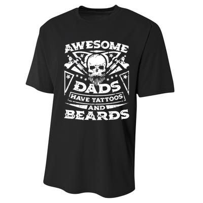 Awesome Dads Have Tattoos and Beards Performance Sprint T-Shirt