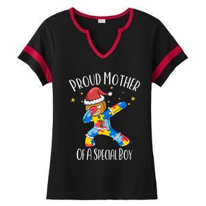 Autistic Dabbing Happy Gingerbread Christmas Autism Great Gift Ladies Halftime Notch Neck Tee